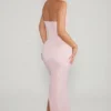 Palermo Maxiklänning med bandeau-top och cowl-hals i rosa