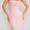 Palermo Maxiklänning med bandeau-top och cowl-hals i rosa