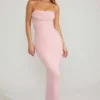 Palermo Maxiklänning med bandeau-top och cowl-hals i rosa