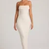Palermo utsmyckad bandeau-maxiklänning med cowl neck i vitt