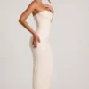 Palermo utsmyckad bandeau-maxiklänning med cowl neck i vitt