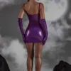 Pandora Cut Out Vinyl Corset Miniklänning i lila