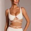 Parma Embellished Underwired Strappy Crop Top i vitt