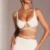 Parma Embellished Underwired Strappy Crop Top i vitt