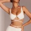 Parma Embellished Underwired Strappy Crop Top i vitt