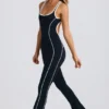 Petite Soft Active jumpsuit med öppen rygg i svart