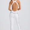Petite Soft Active jumpsuit med öppen rygg i vitt
