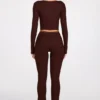 Philippa Modal Mid-Rise Flared Trousers i chokladbrunt
