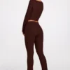 Philippa Modal Mid-Rise Flared Trousers i chokladbrunt