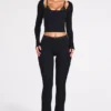 Philippa Modal Mid-Rise Flared Trousers i svart