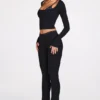 Philippa Modal Mid-Rise Flared Trousers i svart