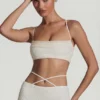 Pisa Embellished Cross Back Crop Top i vitt