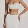 Pisa Embellished Cross Back Crop Top i vitt