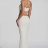 Pisa Embellished Cross Back Crop Top i vitt