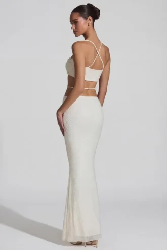 pisa embellished cross back crop top i vitt 2 330x495 - Pisa Embellished Cross Back Crop Top i vitt