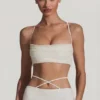 Pisa Embellished Cross Back Crop Top i vitt