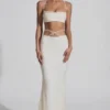 Pisa Embellished Cross Back Crop Top i vitt