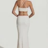 Pisa Embellished Cross Back Crop Top i vitt