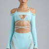 Pixie Embellished Cropped Shrug i isblått