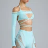 Pixie Embellished Cropped Shrug i isblått