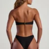 Praslin bandeau-bikinitopp med pärlbroderier i svart