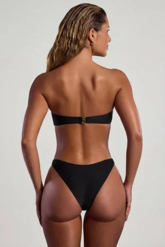 Praslin bandeau-bikinitopp med pärlbroderier i svart