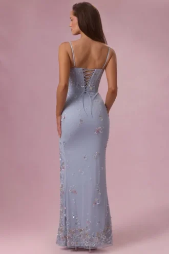 Primara Embellished Corset Maxiklänning i puderblått