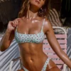 Printed Badkläder Micro Low Dipped Cheeky-underdel i mint