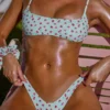 Printed Badkläder Micro Low Dipped Cheeky-underdel i mint