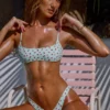 Printed Badkläder Micro Low Dipped Cheeky-underdel i mint