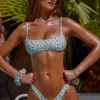 Printed Badkläder Micro Low Dipped Cheeky-underdel i mint
