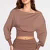 Quinn Modal Off-Shoulder Long-Sleeve Top i Mocha