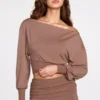 Quinn Modal Off-Shoulder Long-Sleeve Top i Mocha
