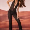 Ramona Jumpsuit med utsmyckad djup urringning i svart