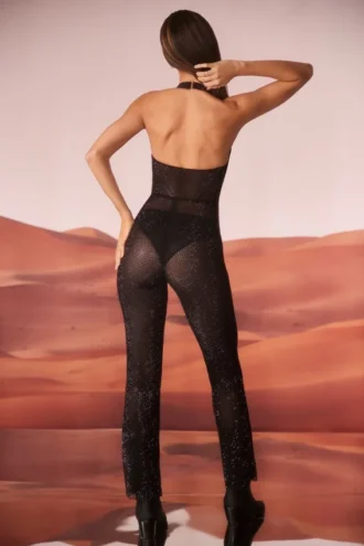 Ramona Jumpsuit med utsmyckad djup urringning i svart