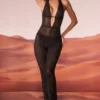 Ramona Jumpsuit med utsmyckad djup urringning i svart