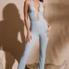 Ramona Petite Jumpsuit med utsmyckad djup urringning i Aqua