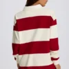 Randig oversized långärmad T-shirt i mörkrött