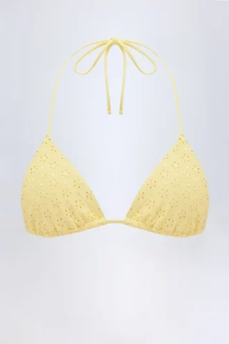 Recife Broderie Anglaise Triangel-bikinitopp i citrongult