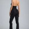 Reese Metallic Ruffle Low-Rise Flared Trousers i svart