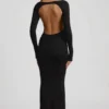 Regine Modal Ruched Backless Maxiklänning i svart
