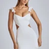 Rialta Cut Out Satin Miniklänning i Ivory