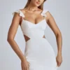 Rialta Cut Out Satin Miniklänning i Ivory