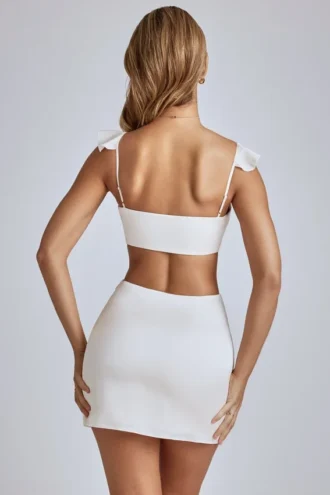 Rialta Cut Out Satin Miniklänning i Ivory