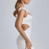 Rialta Cut Out Satin Miniklänning i Ivory