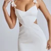 Rialta Cut Out Satin Miniklänning i Ivory