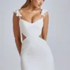 Rialta Cut Out Satin Miniklänning i Ivory