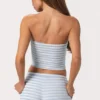 Ribbad jersey-bandeau-top i blå rand