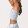 Ribbad jersey-bandeau-top i blå rand