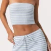 Ribbad jersey-bandeau-top i blå rand